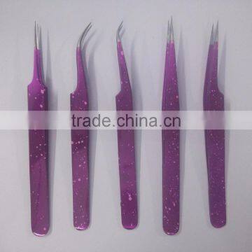 Speckled pink color eyelash extension tweezers/ new color of eyelashes tweezers/ tweezers for eyelash extension