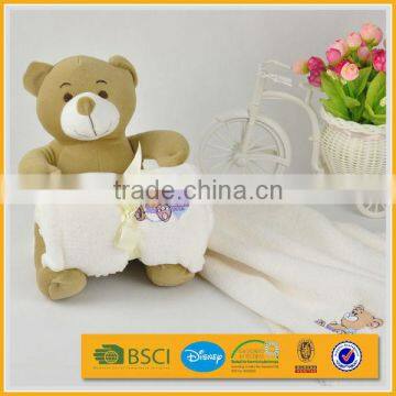 classic lovely plush teddy bear brushed fabric blanket