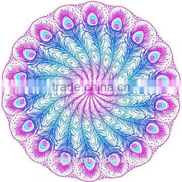 pink blue peacock shawl beach towel/chalu geometry round table cloth yoga mat beach towels/lastest design