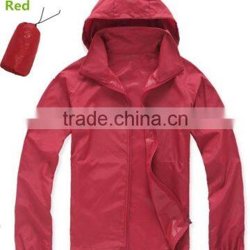 Rose Red Lightweight Hooded Pullover RED Windbreaker Jacket With Bag photo-5
