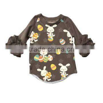 Wholesale Baby Ruffle Raglan T-shirt for Girls With Bunny photo-4