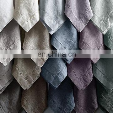 table linen napkins /linen napkins/wedding napkins with stone washing ;yarn dyeing; hemstitching