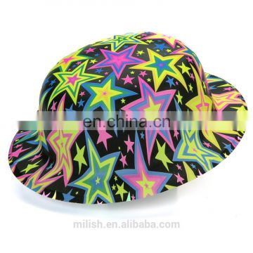 MH-2137 Classic Party kit PVC Imprinted Stars Plastic Bowler Derby Hat