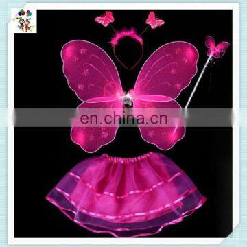 Colorful Kids Girl Party Princess Fairy Butterfly Wings With Headband Wand Skirt HPC-0800