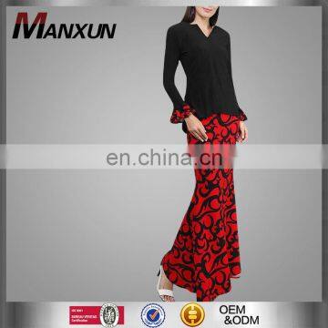 2016 Kebaya Printing Baju Kurung Modern In Black Wholesale Model Baju Kurung Modern Black And Red Islamic Clothing Fashion photo-2