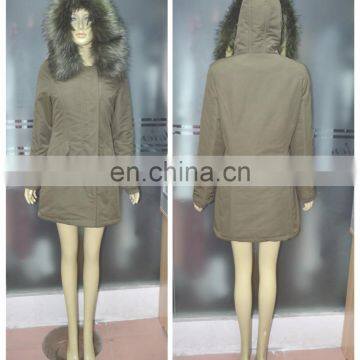 OEM Service Products China Manufacturer Warm Winter Windproof Jacket, Faux Fur Hood Women Coat With Quilted Check Lining