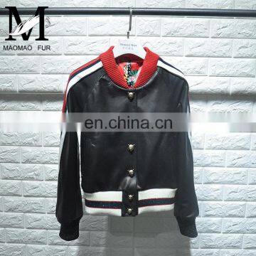 Fashion Sheep Leather Coat Ladies Long Sleeve Warm Italian Leather Coats photo-6