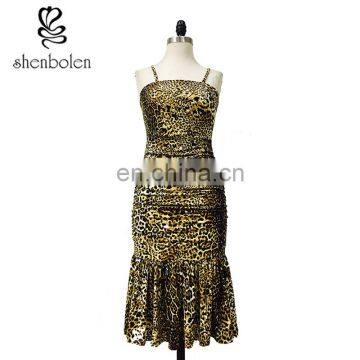 BB051 Fashion Designs Dress from Shenbolen Designers Sexy Velvet Nude Leopard Midi Dress