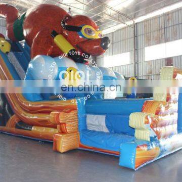 Inflatable Bear Camp Toboggan / Special Design gonfiabile water Slide with pool