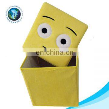 Custom funny plush emoji 2 in 1 foldable storage box chair set fashion wholesale home toy kids storage box