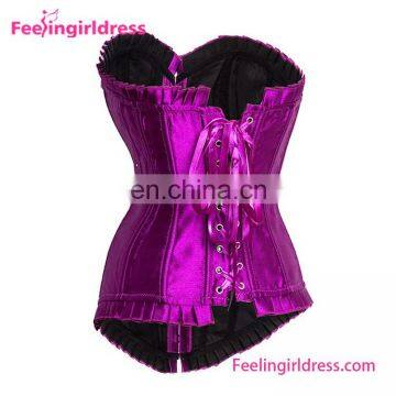 Purple Satin Overbust Girls Sexy Dot Corset