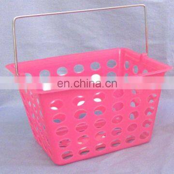 New handle plastic basket,basket with metal handle,rectangular basket