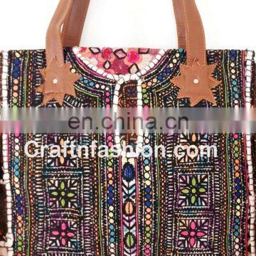 Indian 2017 Stylish Banjara Leather Fringes Handbag- Vintage Banjara Mirror Work Leather Fringes Bag photo-4