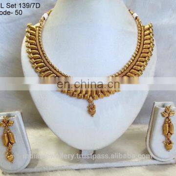 Goldplated necklace jewelry set manufacturer, gold-plated necklace jewellery sets exporter