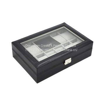 Custom Wholesale High Quality PU Leather Watch Jewelry Boxes Black Watch Boxes Customized Watch Boxes photo-2