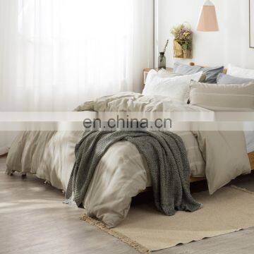 King Size Bedding Set Linen Cotton Washed Flaxen Fabric Duvet Cover Set