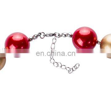 Christmas Girl Necklace With Bow Kids Chunky Bubble Beads Necklace Holiday Gift photo-5