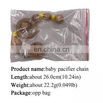 Food Grade Silicon Beads Wooden Pacifier Clips Soother Chain For Babies photo-3