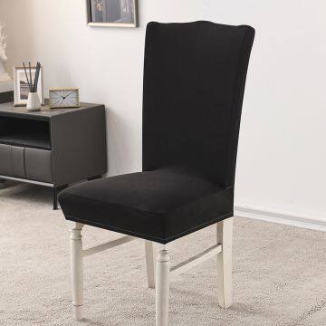 Black Brushed Stretch Dining Room Chair Covers Soft Removable Dining Chair Slipcovers