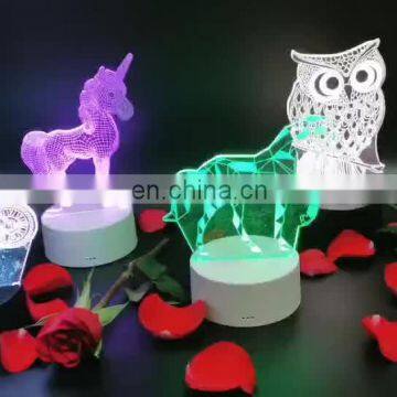 Amazing Customized Color Changing Lucky Unicorn Design lamp 3D Visual LED Night Light