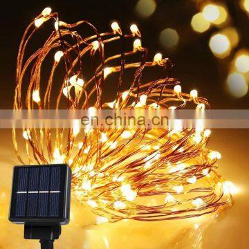 Garden Wedding Decoration Metal Display Outdoor Christmas Tree Copper Wire LED Solar Garland String Light photo-3