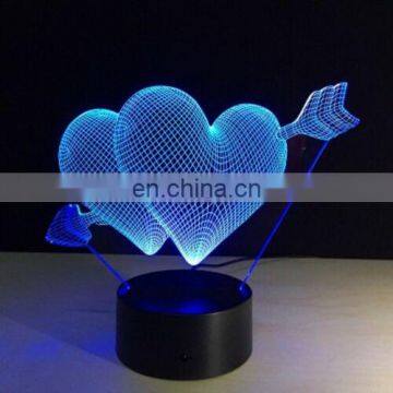 3D Night Light Lamp LOVE Heart Christmas Valentine's Day Gift for Lover photo-5