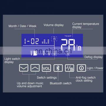 High Quality Delicate LED Lights Bathroom Mirror Clock and Temperature Display photo-3