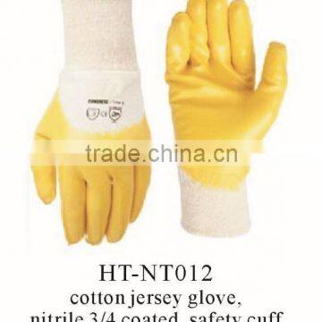 white yarn yellow nitrile glove,nitrile coated gloves