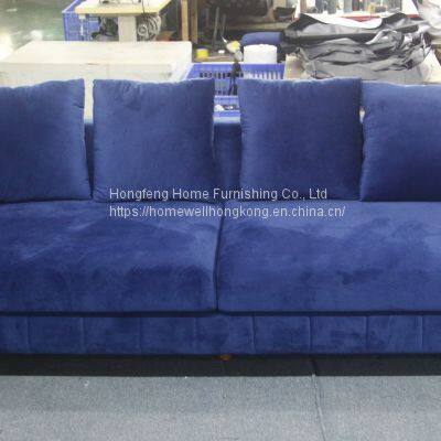 Fashion modern sofa HF-2110 3seater sofa with fabric upholstery golden stainless steel legs