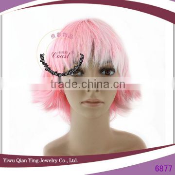 Cheap short pink synthetic beauty cosplay party wigs