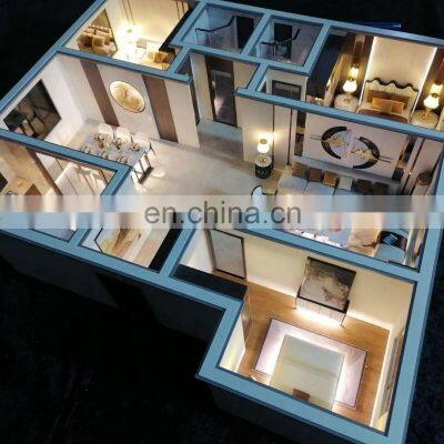 Modern style architecture house scale model with Led