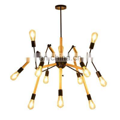 New Design Simple Wooden Pendant Lamp Magic Bean Molecular Light Spider Shape Lighting Chandelier