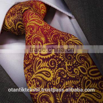 Claret Red Orange Pairsley,Silk tie, necktie, neck tie, corbata, gravate, krawatte, cravatta, fashion tie