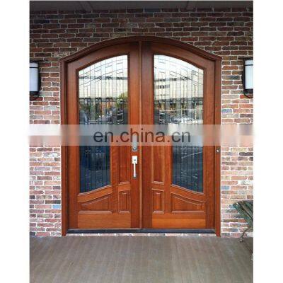 Entry door glass insert arched wood door mahogany solid wood door