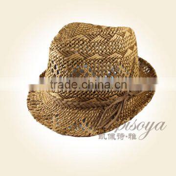 2016 handmade paper straw hat unisex top hat fur decoration hat