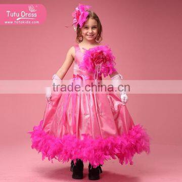 Kids girls winter dresses 2015 New Design Girl Fluffy Dress Kids Feather Dress