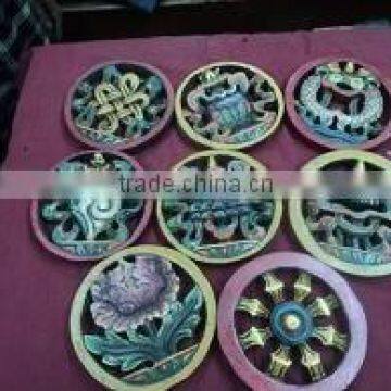 Hand Carved Wooden auspicious signs "Asthamangal"