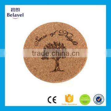 Bulk cheap eco-Friendly custom cork round print coaster