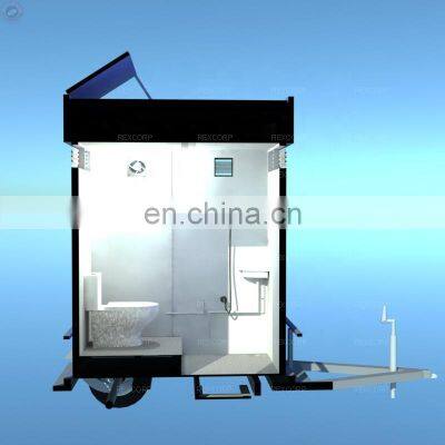 New 2 in 1 Movable Portable Toilet With Trailer Mobile Toilet and Portable Shower Room on Trailer photo-2