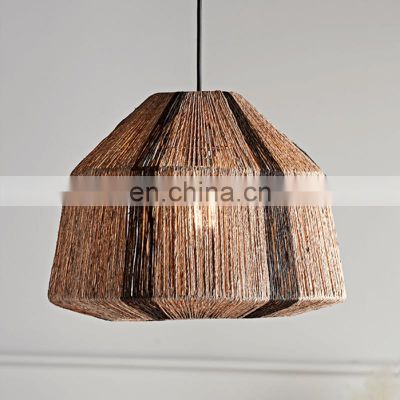 Natural material Jute Lampshade Stripe Rope nature straw Pendant Light Decor Home Vietnam Supplier