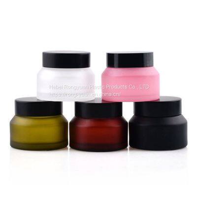 Manufacturer China Set Packaging Skin Care Bottle Face Cream Jars Glass Cream Glass Jar 30ml With Black Screw Lid photo-5