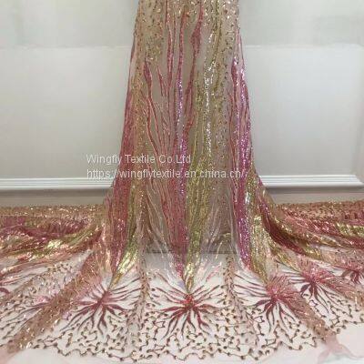 5yars Lot Luxury Sequin Lace Cloth Star Spots Evening Dress Fabric Gold Lace Embroidery Fabric For Wedding Dresses photo-3