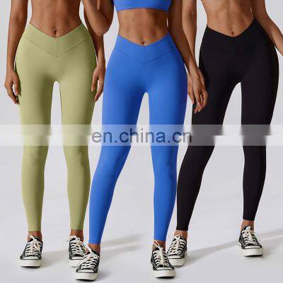 Breathable Quick Dry Pants Custom V Shaped High Waist Sports Tights Gym Fitness Sexy Ladies Scrunch Butt Leggings For Women