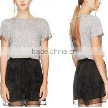 2015 China manufacturer customized ladies Casual Gray Silk jersey t-shirt