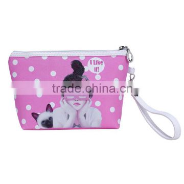 Digital printing female cosmetic bag lovely girl wholesale handbag bags online