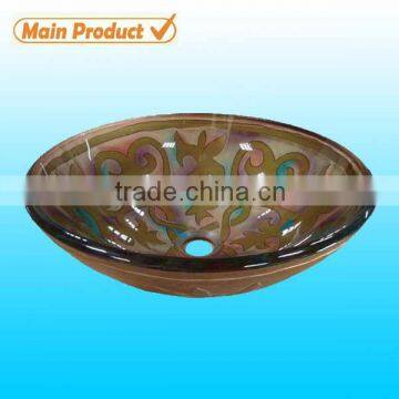 2014 hot art glass table top basin bathroom sink