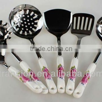 Stainless steel utensils sets with ceramic handle