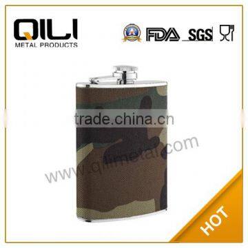 8oz camo mini flask leather wine carrier