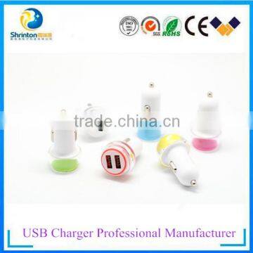 Dual usb car charger adaptor, black, white with LED light