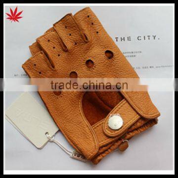 new 2016 buckskin fingerless fashion leather driving glove